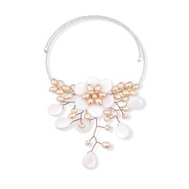Pretty Pink MOP Flower Ray Choker Wrap Necklace - £23.41 GBP