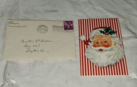 Hallmark Santa Claus Card With Envelope 1962 Postmark Greensboro GA Dayt... - $15.99