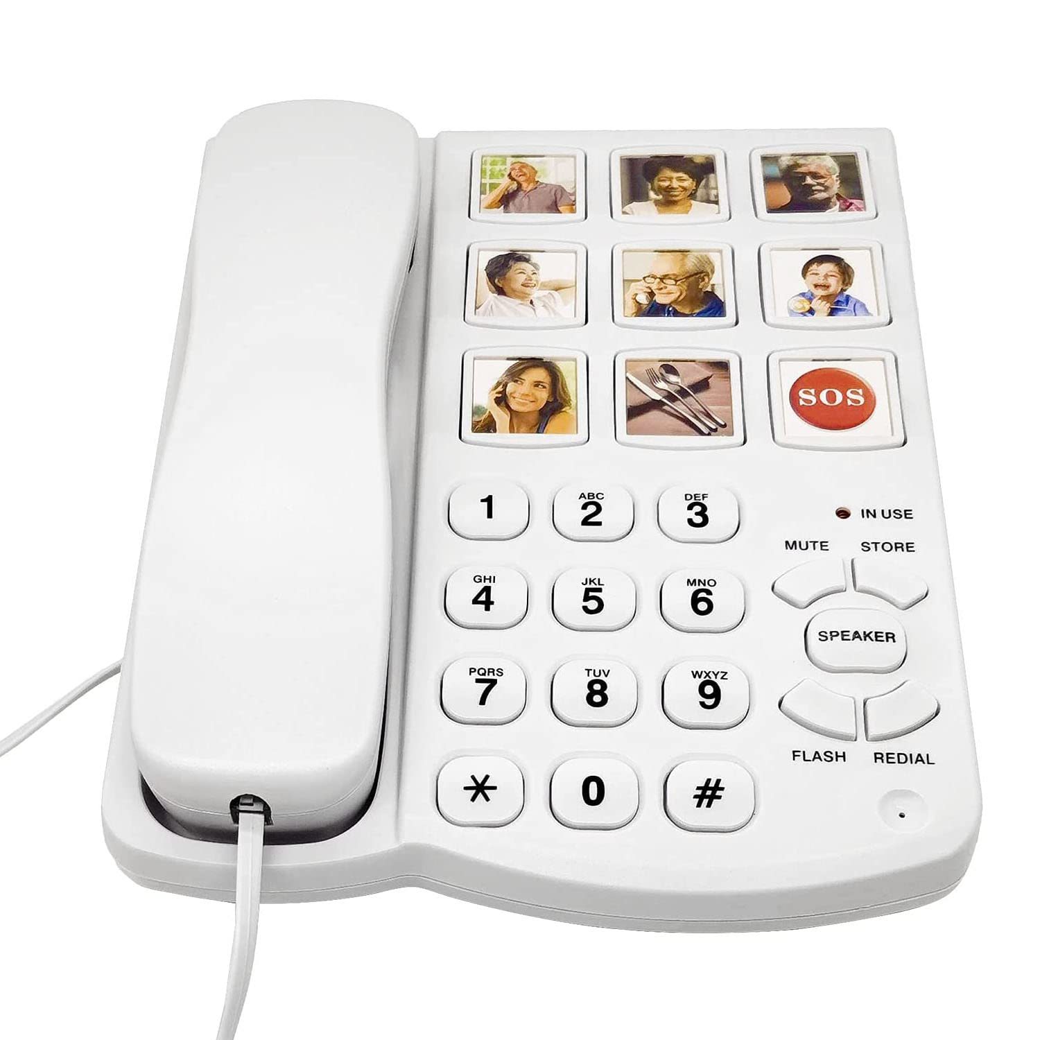 Big Button Phone For Seniors, 9 Pictured Big Buttons,Extra Loud Ringer,Wired Sim