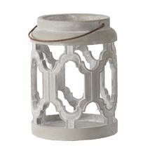 A&amp;B HOME Cement Decorative Gray Cutout Garden Lantern with Metal Handle ... - £52.57 GBP