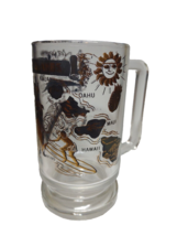 Hawaiian Islands Hula Girl Outrigger Tiki Surfing Retro Beer Glass Mug V... - $28.35