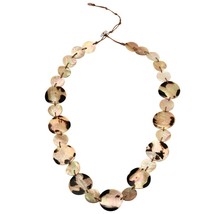 Tropical Beach Inspired Round Leopard Brownlip Shell Long Necklace - £21.91 GBP