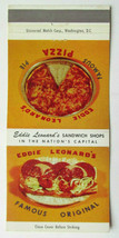 Eddie Leonard&#39;s Sandwich Shops - Washington, DC Restaurant 30FS Matchbook Cover - £1.37 GBP