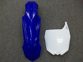 2015 Style UFO Blue Front Fender + White Front Number Plate Yamaha YZ125... - £39.33 GBP