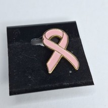 Pink Ribbon Breast Cancer Awarenes Silver Tone Pink Enamel 3/4” Lapel Brooch Pin - £5.54 GBP
