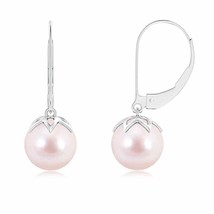 ANGARA Akoya Cultured Pearl Drop Earrings in 14k Solid Gold (AAAA, 8MM) - £534.54 GBP