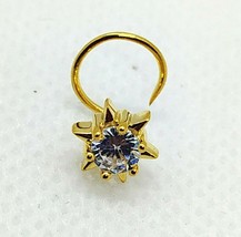 Beautiful 14K Yellow Gold Plated Round CZ Star Nose Stud Pin Ring Everyday Use - £23.95 GBP