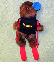 1992 Mjc Skiing Beaver Plush Purgatory Red Skis Poles Blue Sweater Tags Stand - $22.50
