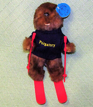 1992 MJC SKIING BEAVER Plush PURGATORY Red Skis Poles Blue Sweater TAGS ... - $22.50