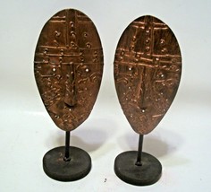 Copper Face Masks Motif Decorative Tea Light Candle Holder Set of 2 - £19.44 GBP