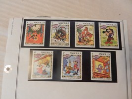 Set of 7 Disney Stamps Christmas 1983 from Anguilla Dickens Christmas St... - £11.94 GBP