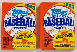 1988 Topps Baseball Cards Lot of 2 (Two) Sealed Unopened Wax Packs.* - £11.69 GBP