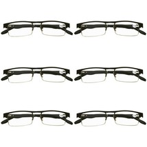 6 Pair Mens Metal Half Frame Rectangle Reading Glasses Spring Hinge Slim Readers - £15.22 GBP