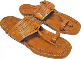Mens Kolhapuri Leather chappal BOHO Jesus Sandal ethnic Shoes US size 7-12 HT68 - £37.96 GBP