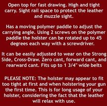 Fits Sccy SPX2 9mm 3.1”BBL Leather Paddle Holster With Open Top #1218# RH image 8