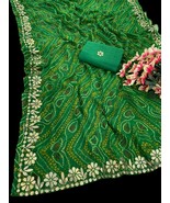   Jaipuri Rajasthani Traditional Bandhani Saree,Celebrate Festivals In S... - $1,559.24 MXN