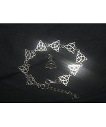 Silver Irish Adjustable Celtic Knot Triquetra Pendant Charm +Bracelet An... - $13.86