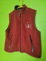 Vintage Womens Fleece Vest Red Embroidered Snowman Holiday Christmas Eri... - $30.63