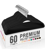 Black Velvet Hangers 60 Pack, Non Slip Clothes Felt Hanger Heavy Duty fo... - $42.91
