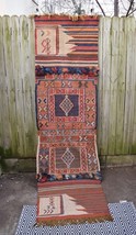 Vintage Wool Runner Rug 8.5x2.5ft Narrow Fringe Turkish Hand Knotted Traditional - £265.91 GBP