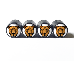 Pitbull Dog (Style 2) Tire Valve Caps - Black Aluminum - Set of Four - £12.56 GBP