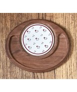 Vintage Teak Wood Charcuterie Cheese Board w Floral Trivet MCM Cottagecore - £9.61 GBP