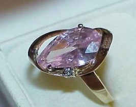 10K Pear Cut Pink Ice Designer Modernist Space Age Ring Size 6.25 Yellow... - $321.74