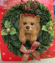 Wreath Xmas Ornament Yorkshire Terrier Dog Christmas Ornament Retired - £6.23 GBP