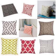Throw Pillow Covers 2 Pack Decorative Checkered Plaids Cotton Linen Polyester - £10.44 GBP