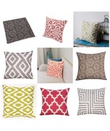 Throw Pillow Covers 2 Pack Decorative Checkered Plaids Cotton Linen Poly... - £10.37 GBP