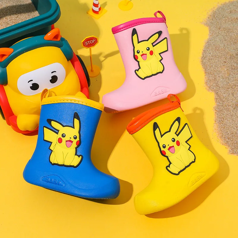 Kawaii Pokemon Pikachu Children&#39;s Cartoon Waterproof Rain Shoes Boys Girls Anti - £18.04 GBP
