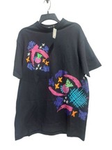 Vintage 90s Jacques Moret Single Stitch Black T-Shirt Adult OSFA Neon Ar... - $26.13
