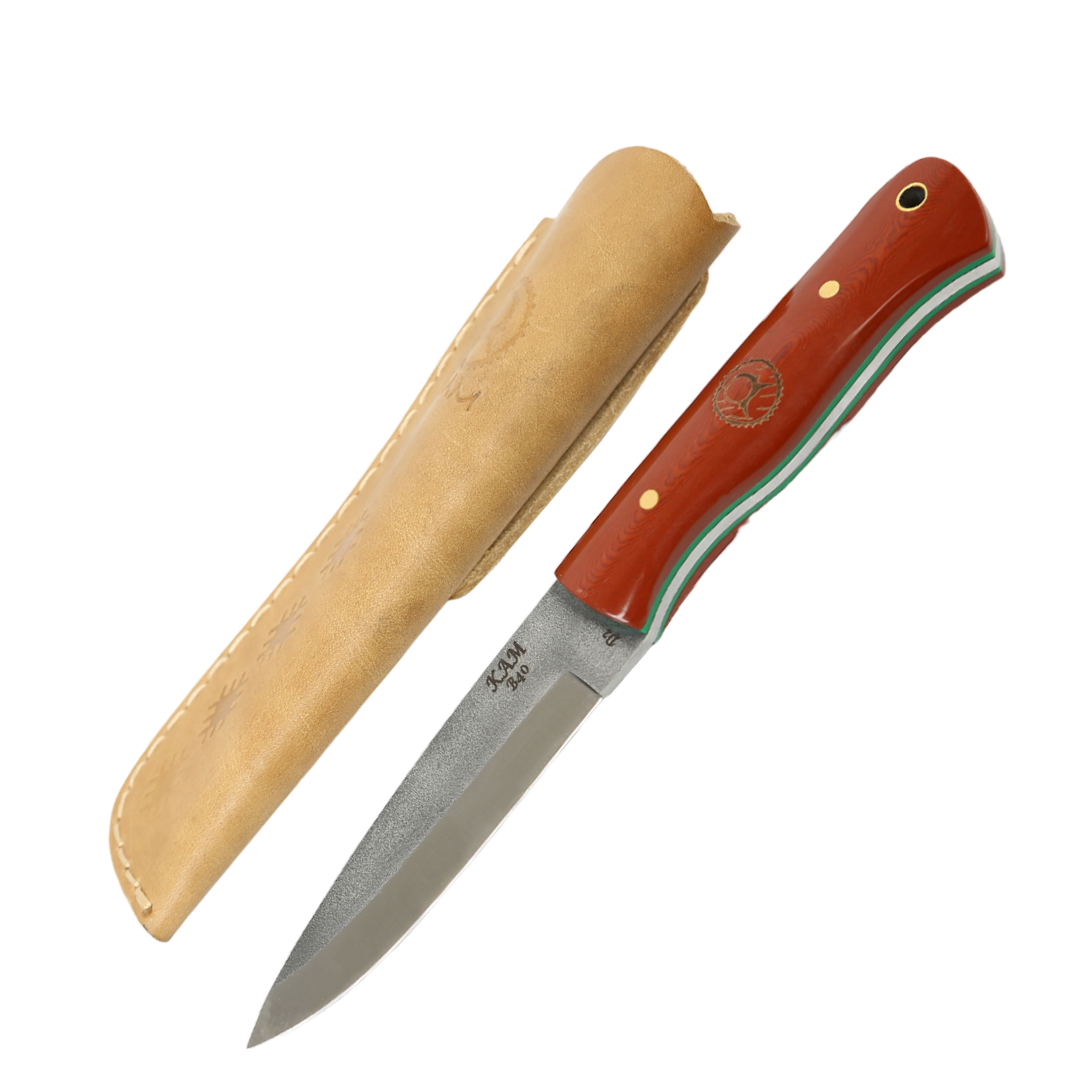Kam Knife - B40 - D2 Steel - Red and Brown Handle - Fixed Blade - $90.93