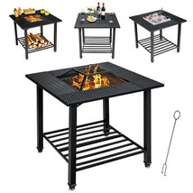 31 Inch Outdoor Fire Pit Dining Table with Cooking BBQ Grate - Color: Black - $3,977.73 MXN
