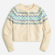 NWT J.Crew Crystal-Embellished Fair Isle Cardigan Sweater in Supersoft Yarn M - £102.67 GBP