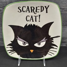 Halloween Scaredy Cat Square Decorative Plate 8.5&quot; (21cm) by Blue Sky Cl... - £9.84 GBP