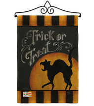 Black Cat Creeping Burlap - Impressions Decorative Metal Wall Hanger Garden Flag - £27.32 GBP