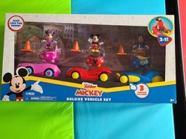 Disney Junior Mickey Mouse Deluxe Vehicle Set, Mickey Mouse, Minnie &amp; Donald NEW - £45.64 GBP