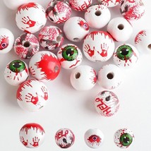 Halloween Beads Horror Wood Jewelry Making Supplies Set Wholesale Mixed 40pcs - £17.08 GBP