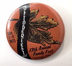 Oktoberfest 1973 La Crosse Wisconsin Festival Pin Pinback Button 2 1/4&quot; Vintage - £7.86 GBP