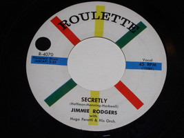 Jimmie Rodgers Secretly Make Me A Miracle 45 Rpm Record Vintage Roulette Label - £15.14 GBP