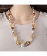 Brown Chunky Necklace, Long Neutral Beaded Strand - €25,30 EUR