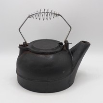 Cast Iron Kettle With Lid Camping Heavy Rustic Decor Wire Handle - £23.26 GBP