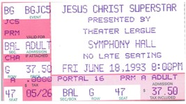 Vintage Jesus Christ Superstar Ticket Stub June 18 1993 - £27.07 GBP