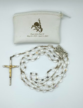 Religious Catholic Rosary Beads Clear Iridescent w/ Pope John Paul Case - £15.02 GBP