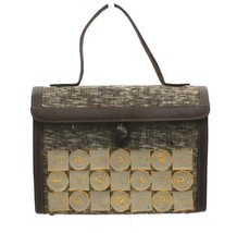 Vintage RETRO Purse Unique Handbag Tweed Browns Neat Applique 1970s - $734.88 MXN