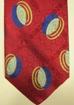 GORGEOUS $230 Brioni Red White Blue Gold Discs Circles Long Silk Tie Mad... - $67.49