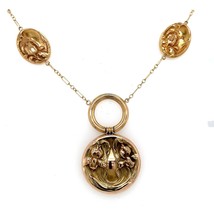 Authenticity Guarantee 
14k Yellow Gold Art Nouveau Style Iris Necklace (#J5540) - £1,144.83 GBP