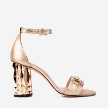 The Avlonya Block Heel Gold Leather Ankle Strap Women Sandal image 9