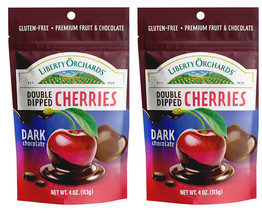 2 Pack Double Dipped Dark Chocolate Cherries 2x4 Oz Snack Liberty Orchards Usa - £14.00 GBP